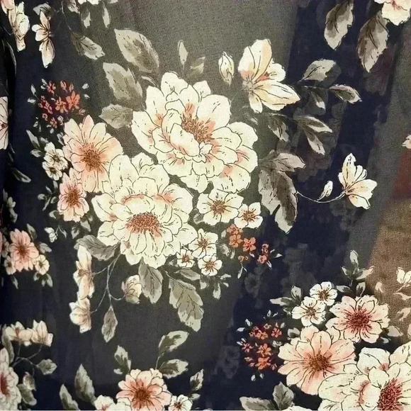 Torrid Womens Plus Size 1/2 Navy Pink Floral Chiffon Hi-lo Duster Boho Kimono - Picture 7 of 7